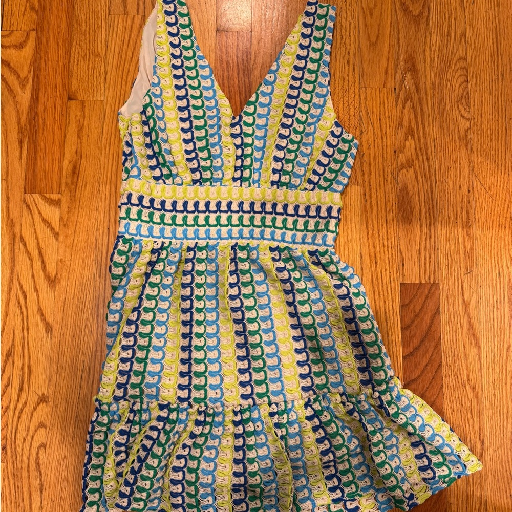 Ramy Brook Foley Patterned Minidress in Lake Scallop Knit